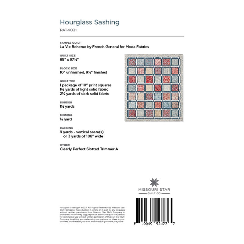 Hourglass Sashing Quilt Pattern by Missouri Star