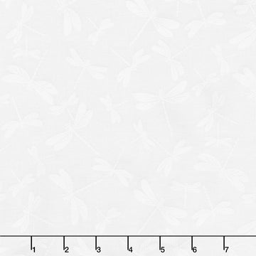 Hue - Dragonflies White On White Yardage