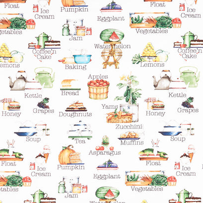 Hungry Animal Alphabet - Soup Off White Digitally Printed Yardage