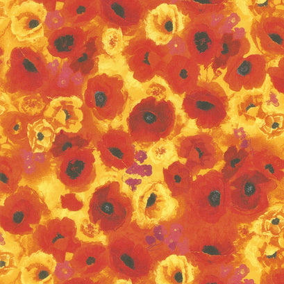 I Dream of Poppy - Packed Poppies Sun Digitally Printed Yardage
