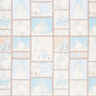 I Love Sn'Gnomies - Gnome Patchwork Aqua Beige Flannel Yardage