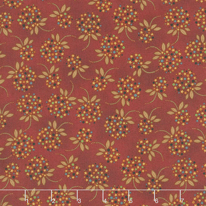 Idaho Prairie Star - Star Dot Floral Red Yardage