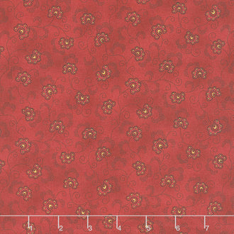 Idaho Prairie Star - Stylized Flower Red Yardage