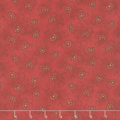 Idaho Prairie Star - Stylized Flower Red Yardage