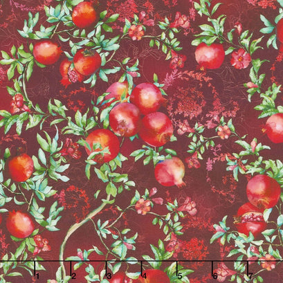 Illuminating the Season - Balaustine Crimson Digitally Printed Yardage
