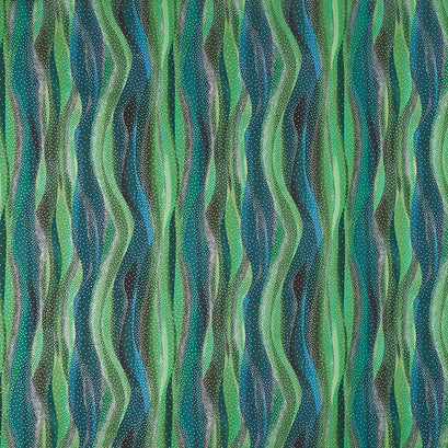 In the Moonlight - Stripes Forest Metallic Yardage
