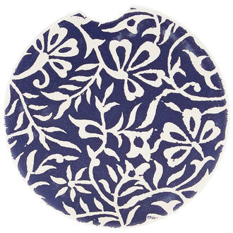 Indigo Patterns Car Coaster - Floral Vines