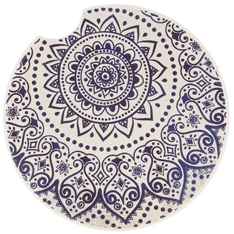 Indigo Patterns Car Coaster - Spiral Medallion