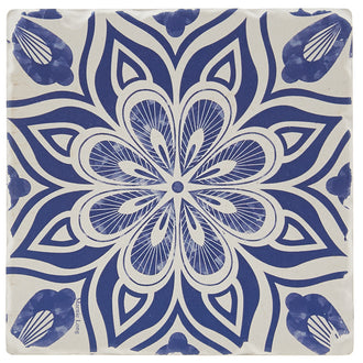 Indigo Patterns Coaster - Flower Burst Medallion