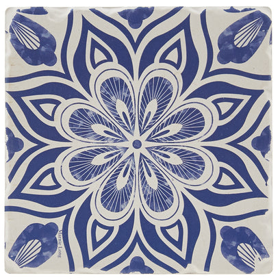 Indigo Patterns Coaster - Flower Burst Medallion