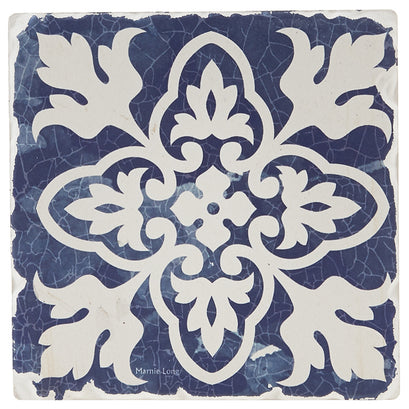 Indigo Patterns Coaster - Leaf Medallion