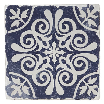 Indigo Patterns Coaster - Scroll Medallion