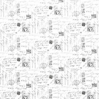 Inked - Fancy Script Text White Yardage