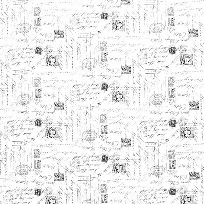 Inked - Fancy Script Text White Yardage