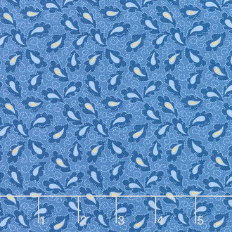 Isobel - Paisley Flourish Blue Metallic Yardage