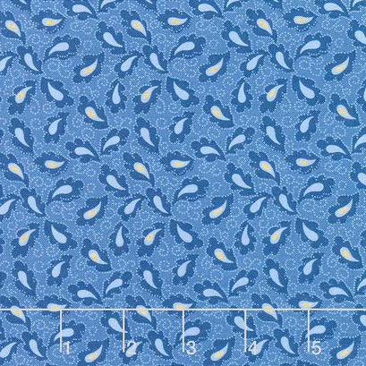 Isobel - Paisley Flourish Blue Metallic Yardage