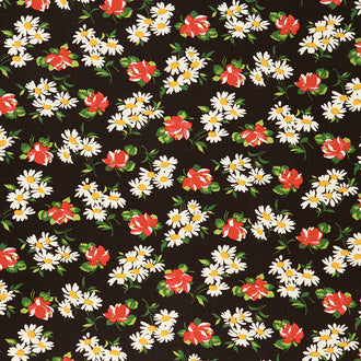 It's Elementary - Garden Blooms Black Yardage
