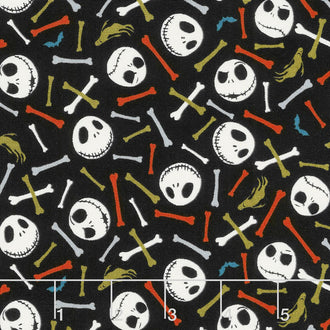 Jack is Back - Tim Burton's The Nightmare Before Christmas Skull and Bones Glow in the Dark Yardage
