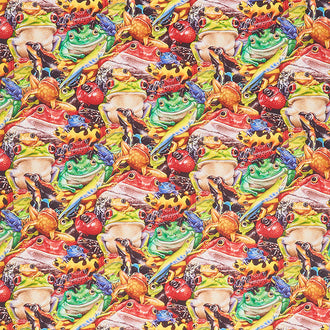 Jewels of the Jungle - Piled-Up Frog Black Yardage
