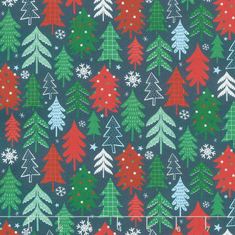 Jolly Season - Trees Midnight Yardage