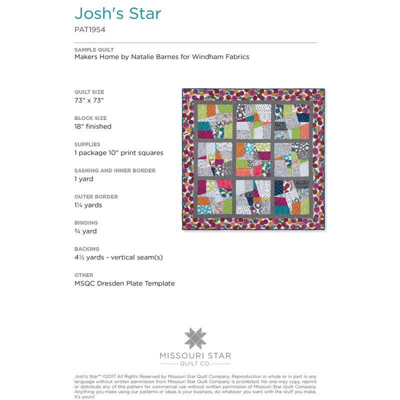 Josh's Star Quilt Pattern by Missouri Star