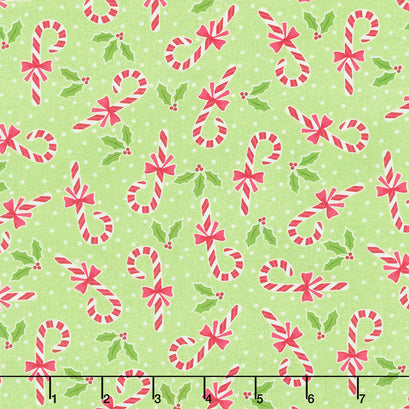 Joy- Candy Canes Lime Yardage
