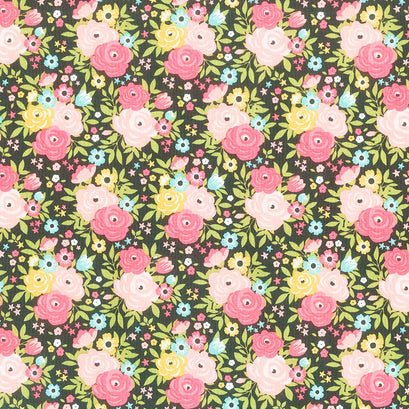 Joy in the Journey - Floral Charcoal Yardage