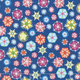 Joyeux - Snowflakes Dark Blue Yardage