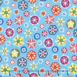 Joyeux - Snowflakes Light Blue Yardage