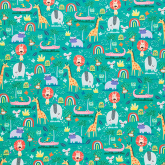 Jungle Safari - Animal Wildlife Jade Yardage