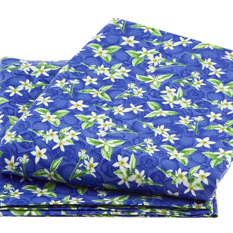 Just Lemons - Small Tossed Lemon Flowers Blue 2 Yard Cut