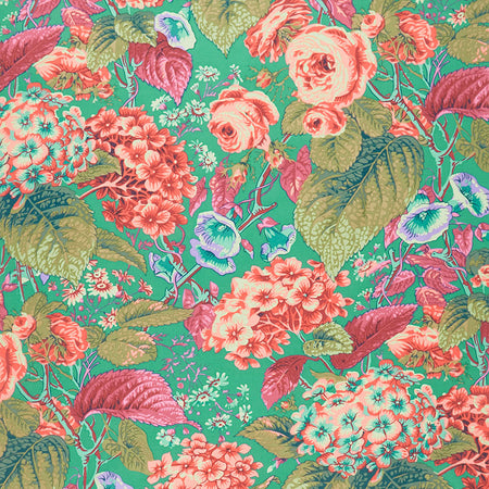 Kaffe Classics - Rose and Hydrangea Green Yardage