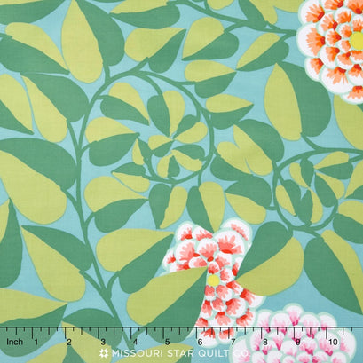 Kaffe Collective - Pastel Vine Duck Egg Yardage