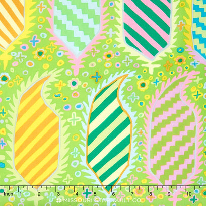 Kaffe Collective - Warm 2016 Striped Heraldic Green Yardage