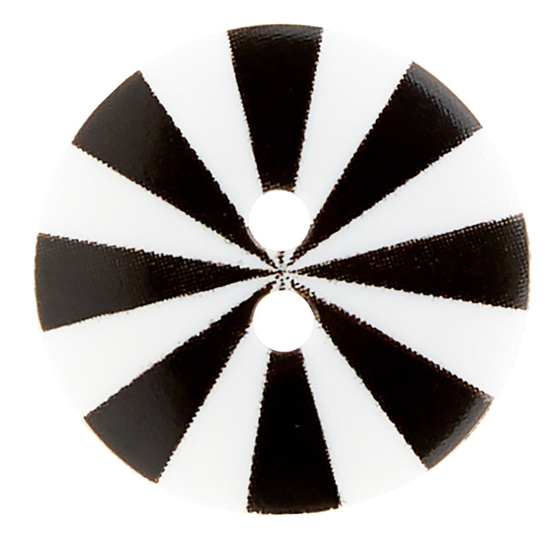 Kaffe Fassett Button - 5/8" Black & White Radiate Primary Image