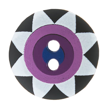 Kaffe Fassett Button - 5/8" Black Multi Star Flower