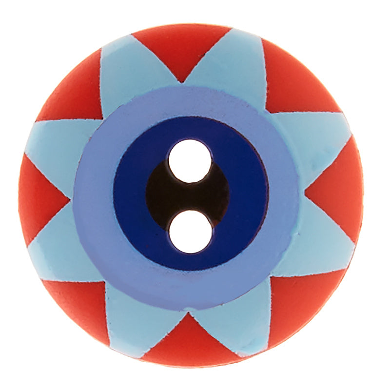 Kaffe Fassett Button - 5/8" Red Multi Star Flower Primary Image