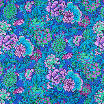 Kaffe Fassett Collective - August 2021 Dark Cloisonne Blue Yardage