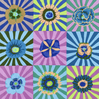 Kaffe Fassett Collective Fall 2017 - Dusk Sunburst Blue Yardage