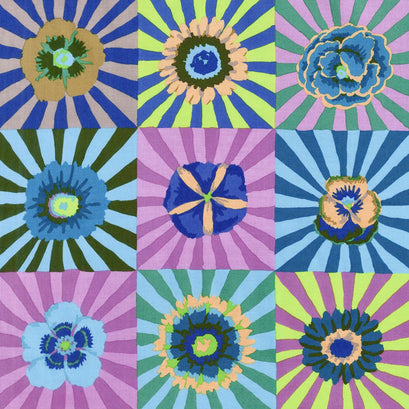 Kaffe Fassett Collective Fall 2017 - Dusk Sunburst Blue Yardage