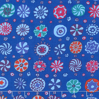 Kaffe Fassett Collective Fall 2017 - Dusk Whirligig Blue Yardage