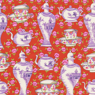 Kaffe Fassett Collective Fall 2017 - Sunrise Delft Pots Red Yardage