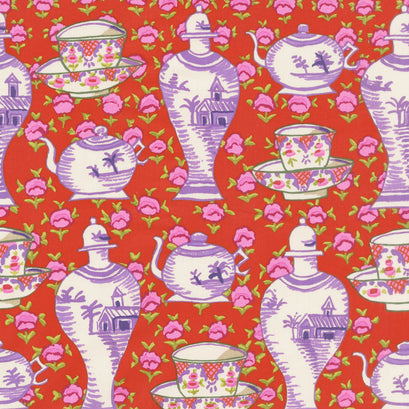 Kaffe Fassett Collective Fall 2017 - Sunrise Delft Pots Red Yardage