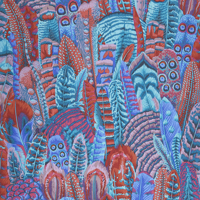 Kaffe Fassett Collective Fall 2018 - Night Feathers Turquoise Yardage