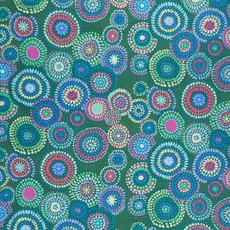 Kaffe Fassett Collective - February 2020 Cool Mosaic Circles Green Yardage