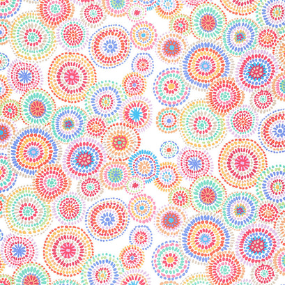 Kaffe Fassett Collective - February 2020 Cool Mosaic Circles White Yardage
