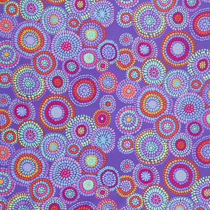 Kaffe Fassett Collective - February 2020 Warm Mosaic Circles Blue Yardage