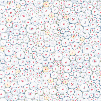 Kaffe Fassett Collective - February 2021 Button Mosaic White Yardage