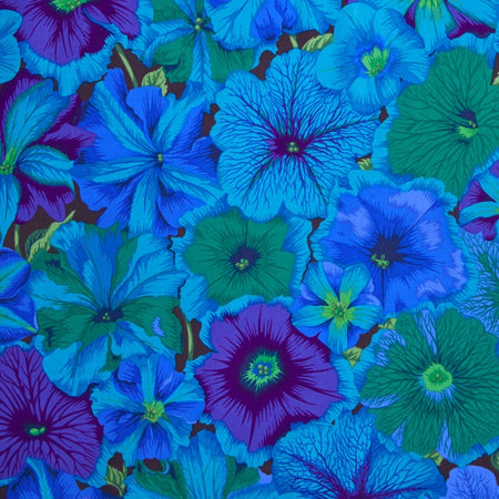 Kaffe Fassett Collective - Peacock Passion Petunias Blue Yardage