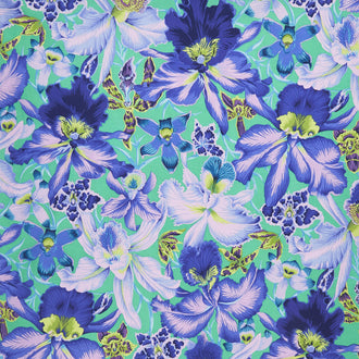 Kaffe Fassett Collective Spring 2018 - Dark Orchids Blue Yardage
